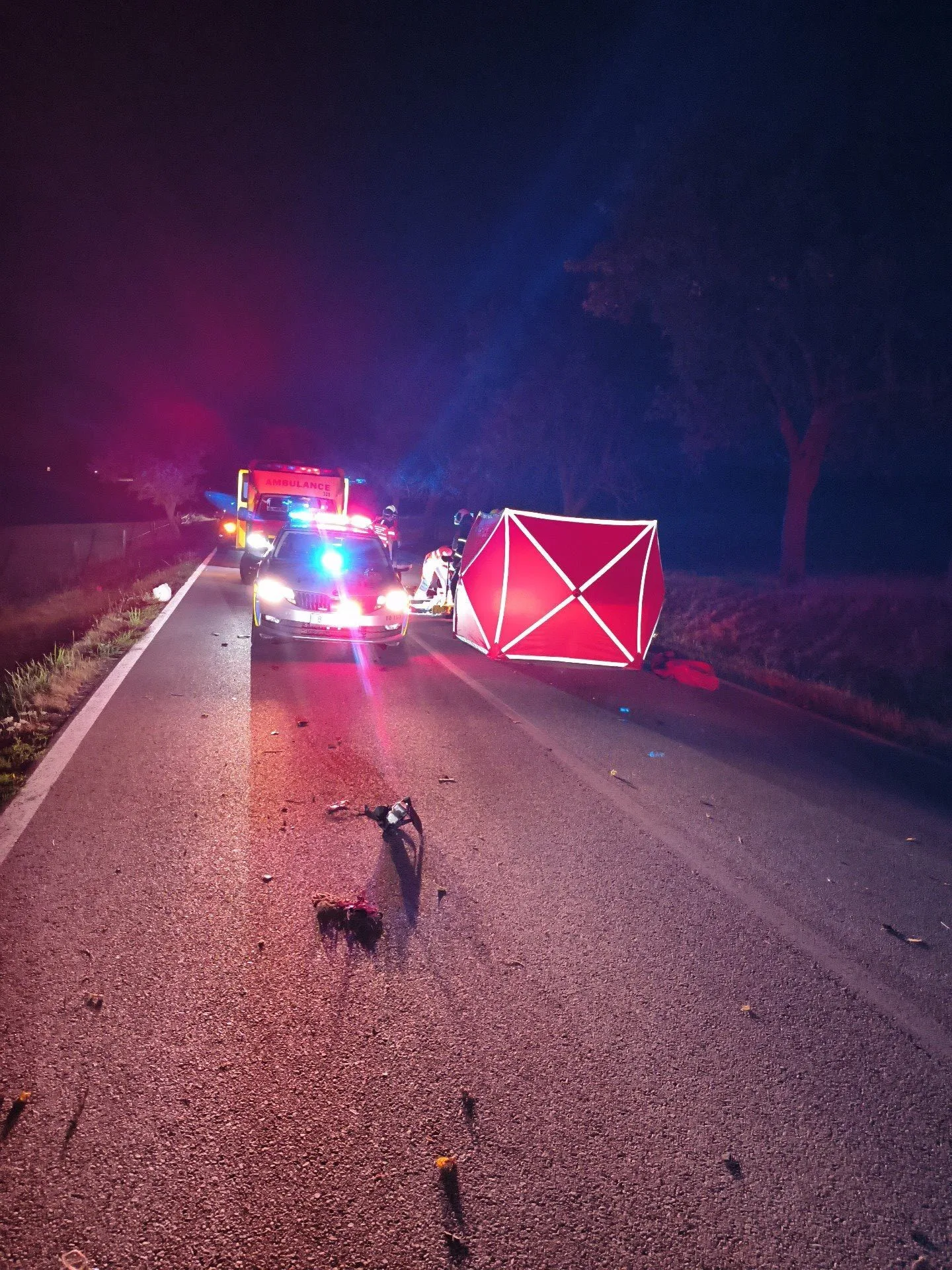 Motorkář u Trhových Svinů nezvládl předjíždění a narazil do stromu. Nehodu nepřežil