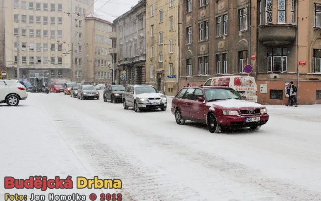 Pomalu se tvořící fronty v Žižkově ulici