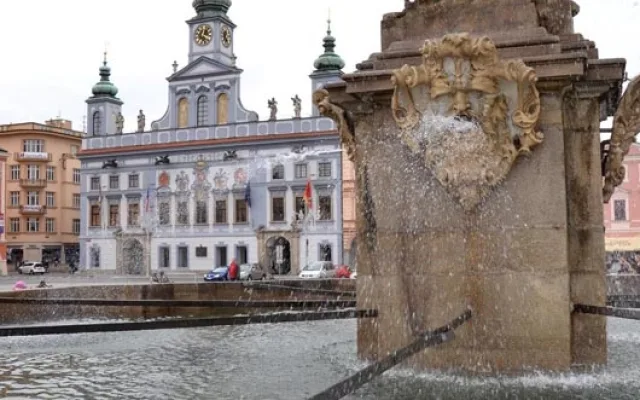 Samsonova kašna na budějckém náměstí
