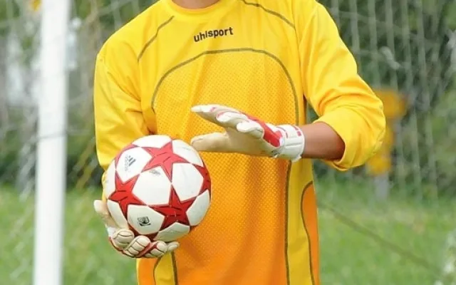Gólman Roudného Miroslav Jirkal (Čížová - Roudné 2:1)