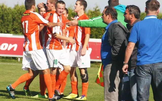 Radost Roudného po vstřelení jediné branky utkání