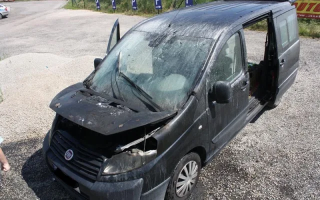 Požár Fiatu Scudo u Lišova