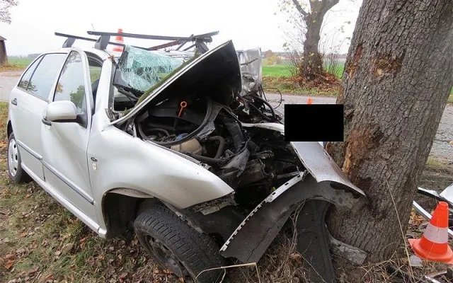 Škoda Fabia po tragickém nárazu