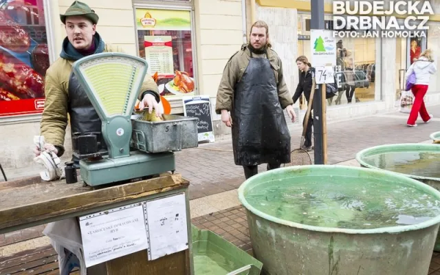 Tradiční prodej kaprů na Lannově třídě