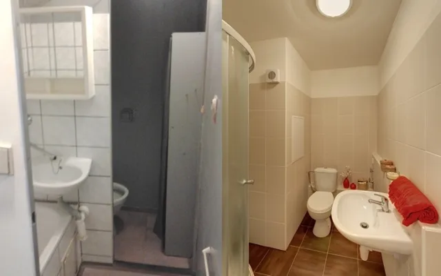 HOME STAGING - Byt 2+1, koupelna před a po