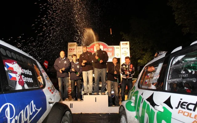 Trojice nejrychlejších posádek 41. Rallye Český Krumlov 2013. Foto Dalibor Benych