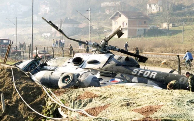 Havarovaný český vrtulník Mi-17