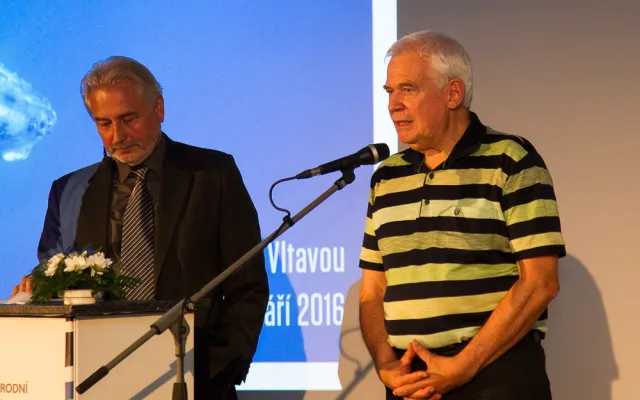 Předseda poroty režisér Michael Havas a moderátor Petr Svoboda