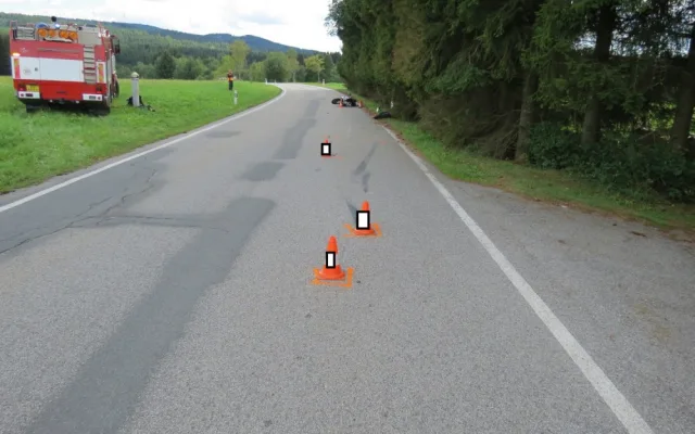 Nehoda motorkáře u Přední Výtoně.