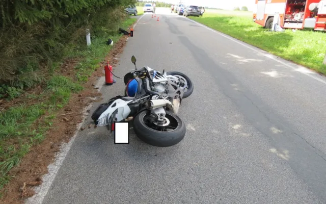 Nehoda motorkáře u Přední Výtoně.