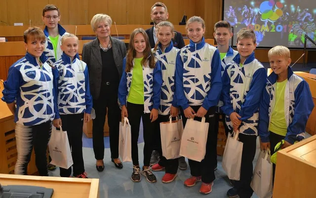 Jihočeská hejtmanka Ivana Stráská přijala mladé úspěšné olympioniky a poděkovala jim za skvělou reprezentaci kraje.