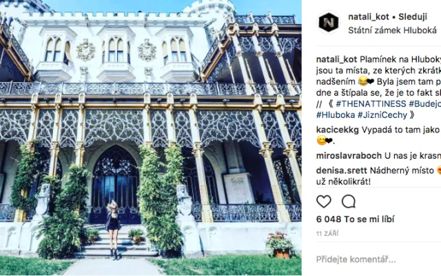 Instagramový post Natalie Kotkové z Hluboké nad Vltavou