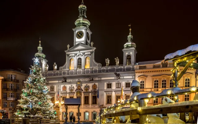 České Budějovice pod sněhem.