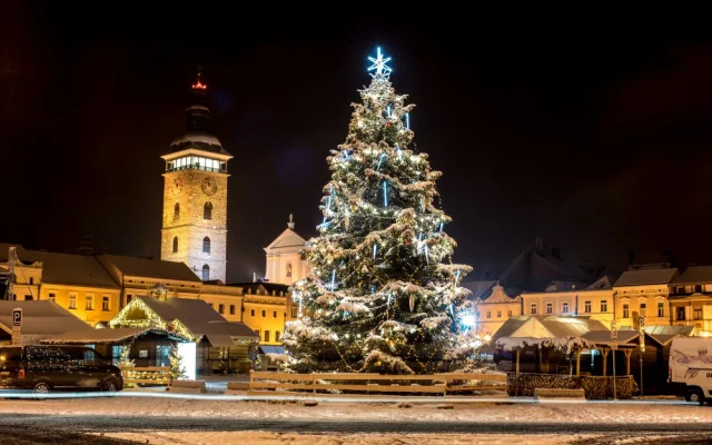 České Budějovice pod sněhem.