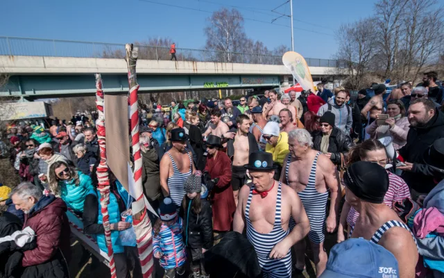 Promrzlé pijavice ukončili otužovací sezonu posledním ponorem do Malše.