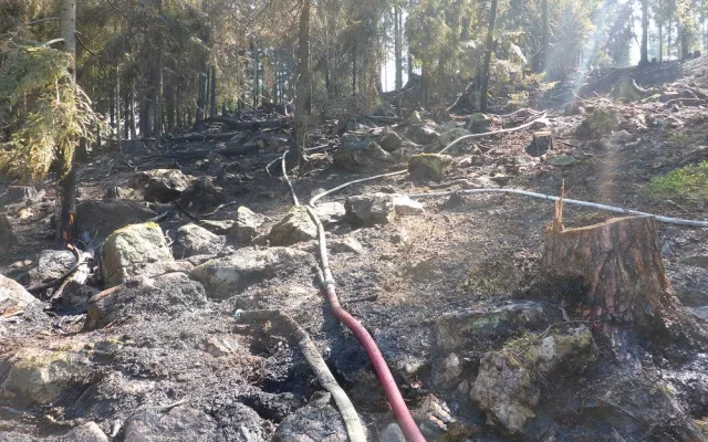 Hasiči likvidovali požár šestnáctihektarového lesa na Českokrumlovsku