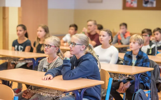 Zahájení školního roku 2018/2019 v českobudějovické Základní škole Oskara Nedbala.