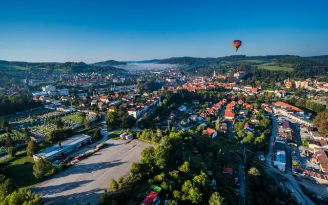 Balonem nad Českým Krumlovem.