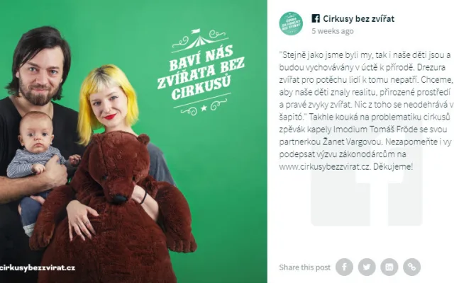 Divoká zvířata do šapitó nepatří, kampaň chce Cirkusy bez zvířat! Podporují ji i známé osobnosti