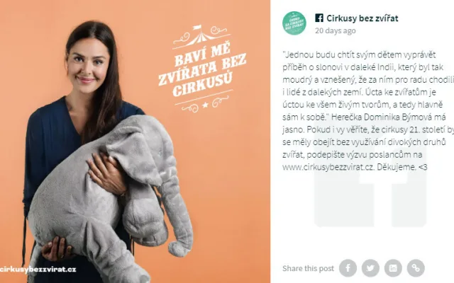 Divoká zvířata do šapitó nepatří, kampaň chce Cirkusy bez zvířat! Podporují ji i známé osobnosti