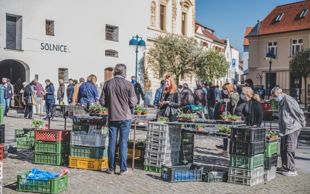 Na farmářské trhy dorazily ráno stovky lidí. Zájem byl hlavně o sazenice