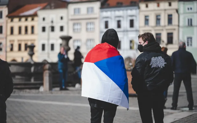 Na demonstraci v Budějcích přišlo zhruba šest desítek lidí