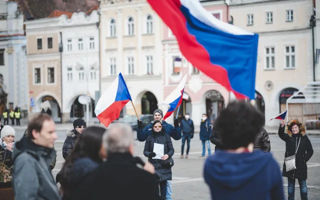 Na demonstraci v Budějcích přišlo zhruba šest desítek lidí
