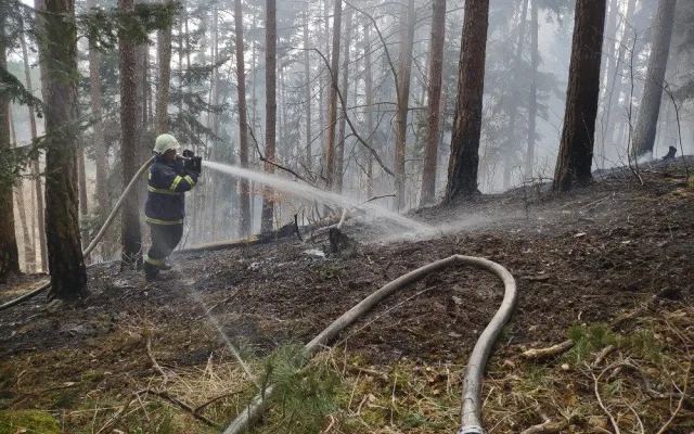 Hasiči druhý den bojují s požárem u Blanského lesa. Na místě zasahuje několik jednotek