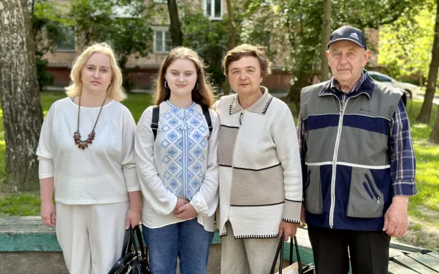 Svitlana Sančišina s rodinou v ukrajinském Žytomyru.