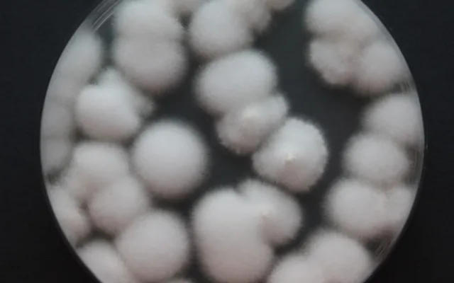 Entomopatogenní houba Cordyceps na laboratorní misce.j pg