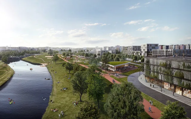 Vizualizace, které se objevily na úřední desce města, zobrazují plánovanou budoucnost levého břehu Vltavy.