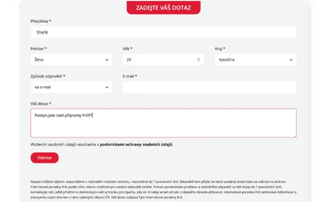 Internetová poradna zaměřená na ženy a muže v sexbyznysu