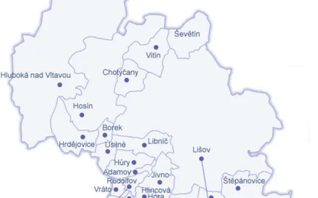 Mapa území MAS Hlubocko-Lišovsko