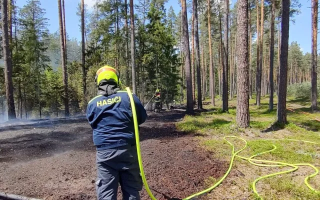 Hasiči zasahovali u několika požárů lesů. Meteorologové prodloužili výstrahu