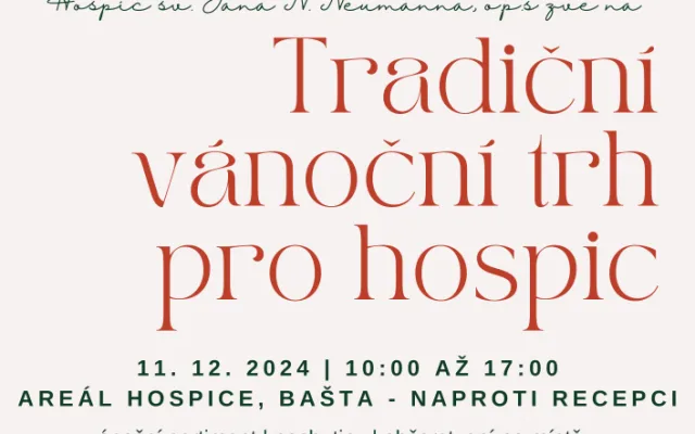 Hospici sv. Jana N. Neumanna zve na rozsvícení vánočního stromečku a benefiční jarmark