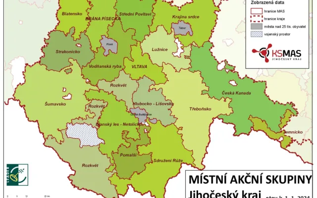 Mapa území jihočeských místních akčních skupin