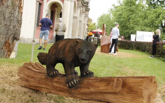 Dřevosochaři před Zoo Hluboká promění dřevo v umění