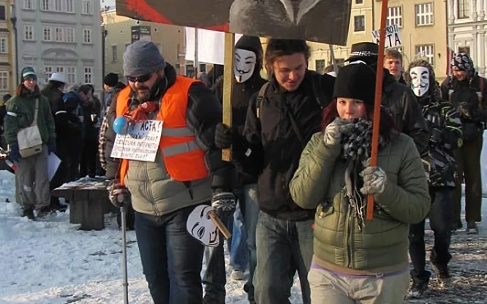 Budějcký protest proti dohodě ACTA