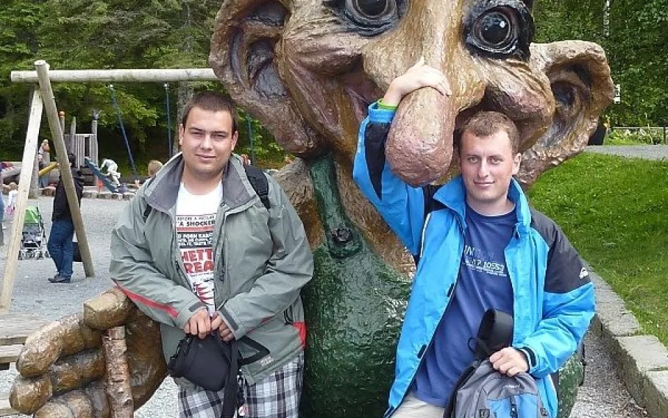 Cestovatelé z Budějc Jaromír Cipín (vpravo) a Jan Vávra v Trolím parku