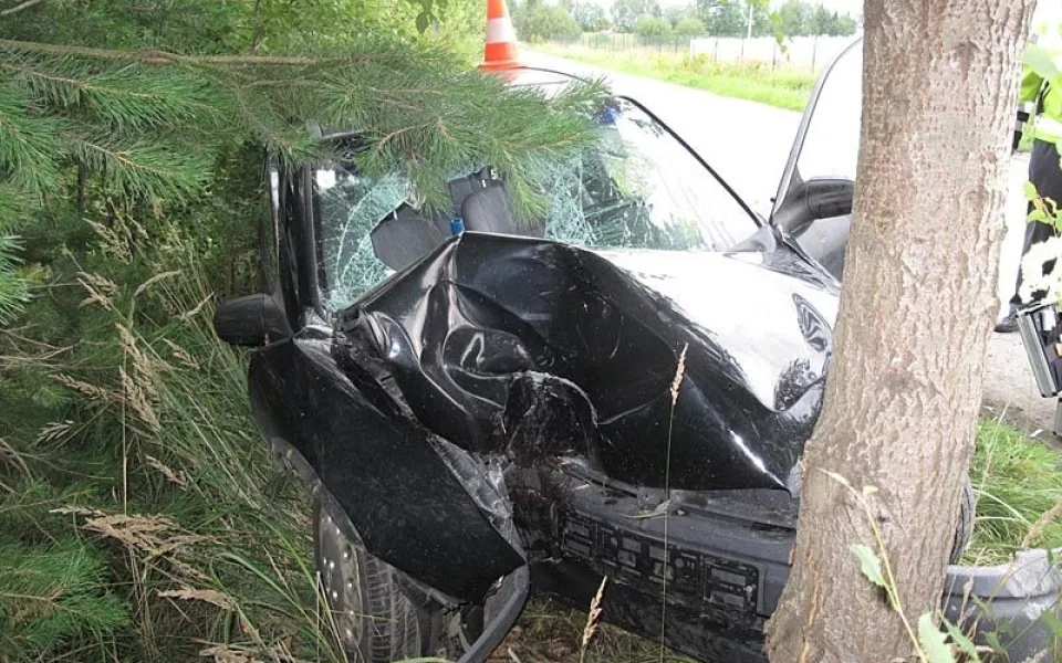 Následky vážné nehody Opelu Corsa u Borovan