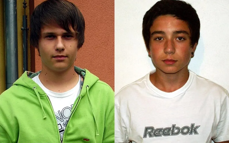 Brankář Filip Kvasnička (vlevo) a záložník Dominik Samek