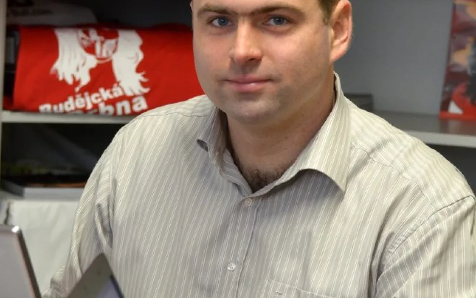 Václav Král v redakci Budějcké Drbny