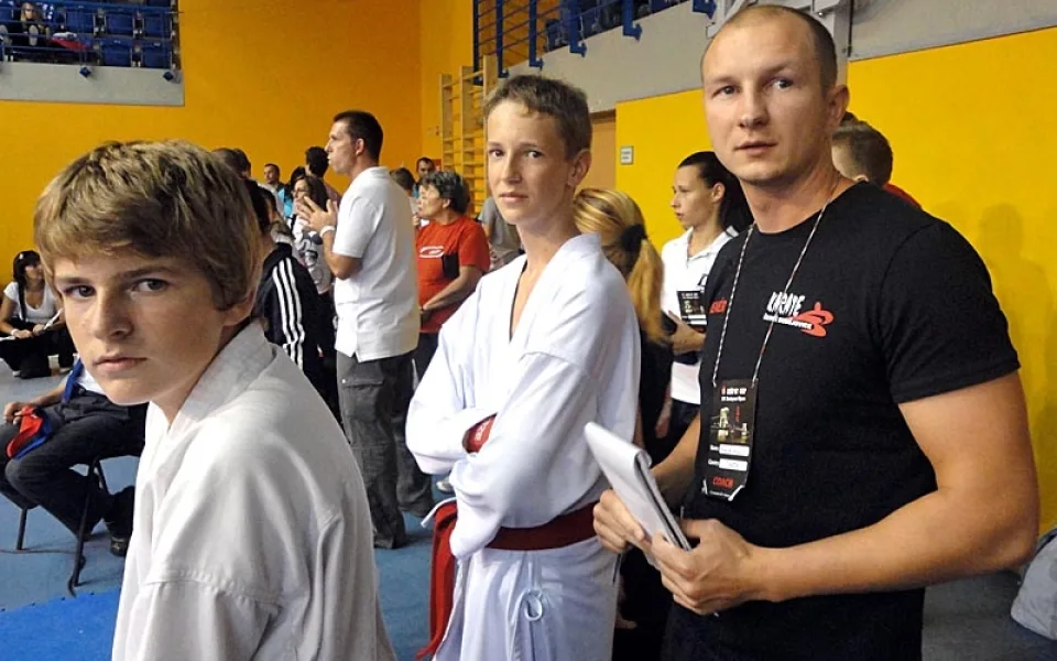 Budějcký trenér karate Miroslav Hýsek (vpravo)