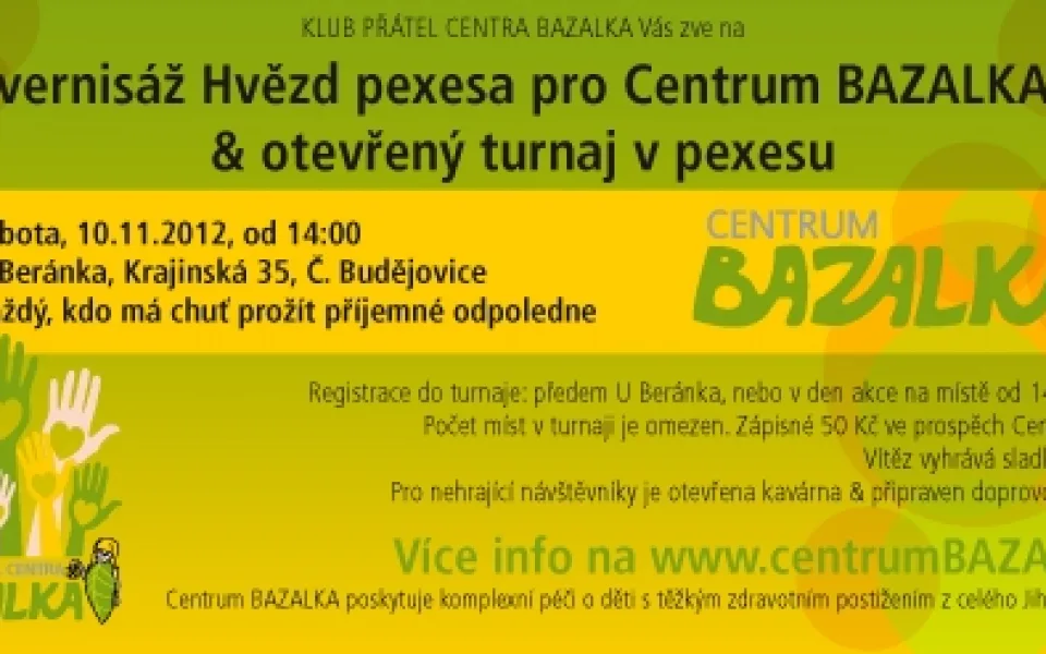Centrum BAZALKA - pozvánka vernisáž &amp; turnaj