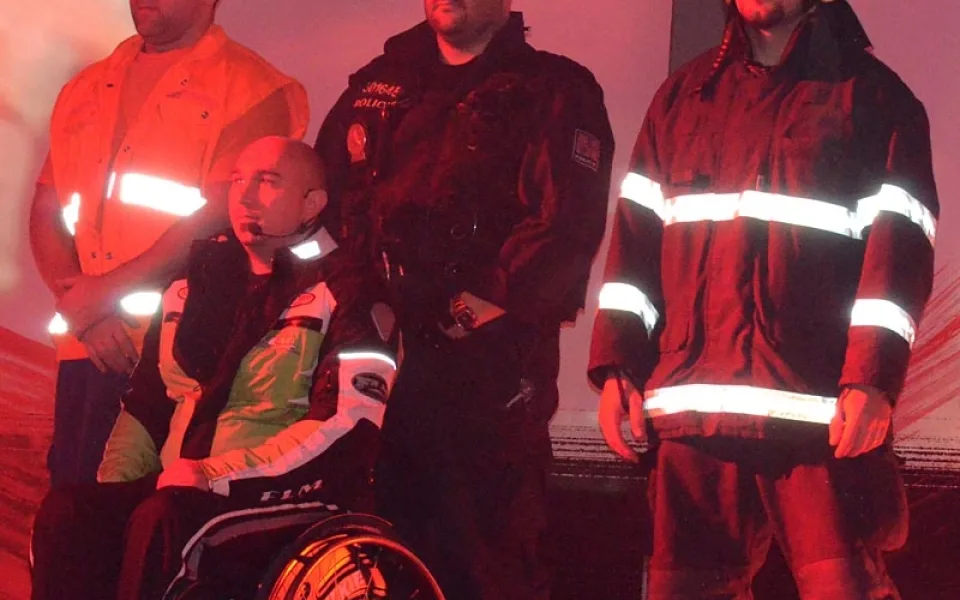 Záchranář, policista, hasič a vozíčkář Radek