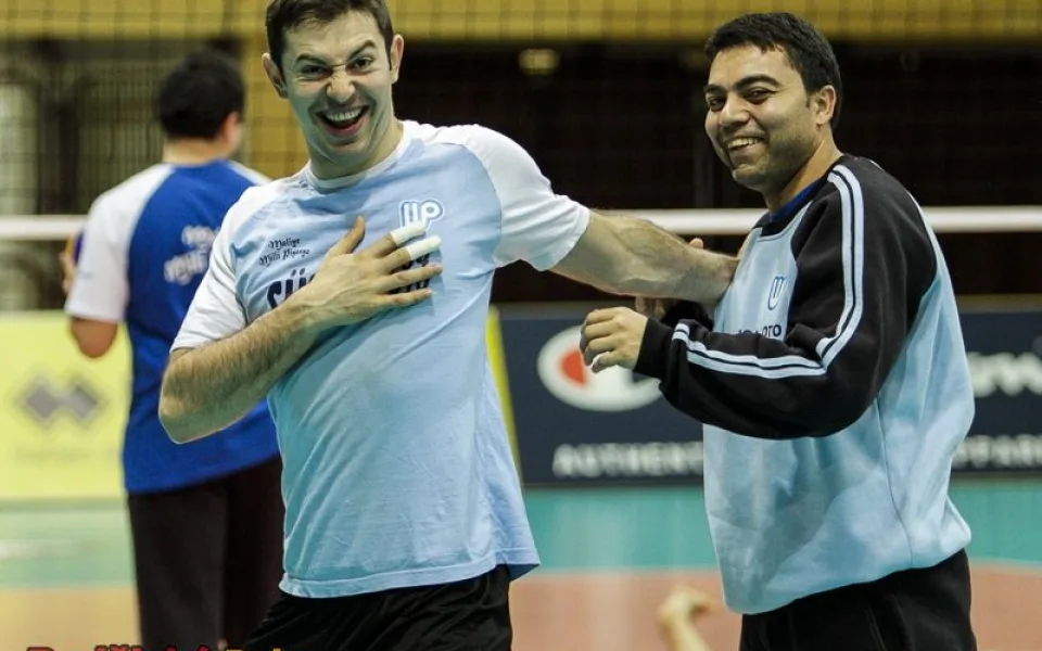 Volejbalisté Ankary při tréninku v budějcké Sportovní hale