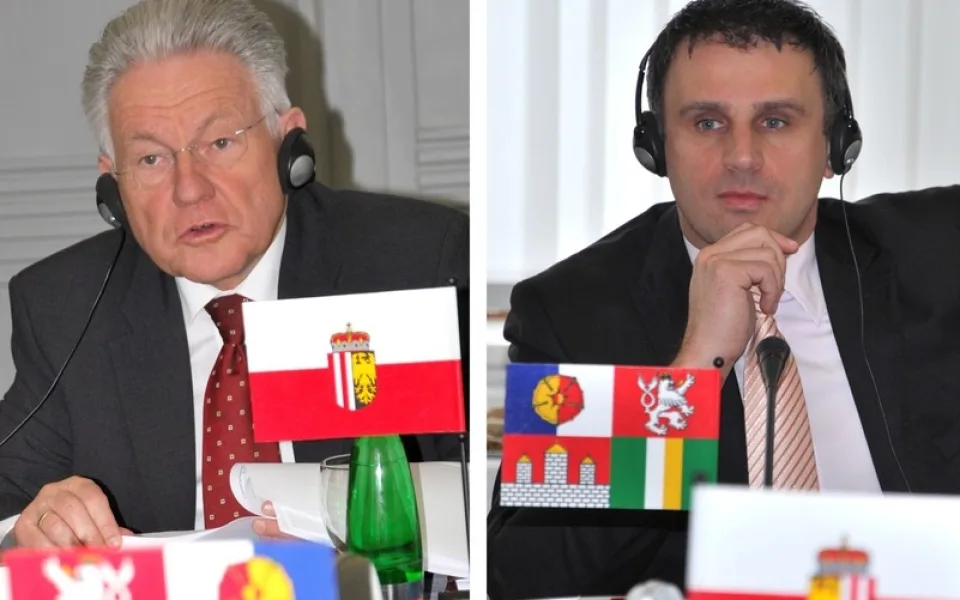 Hejtmani Zimola a Pühringer (zprava) se shodli, že nejdůležitější je kvalitní dopravní spojení
