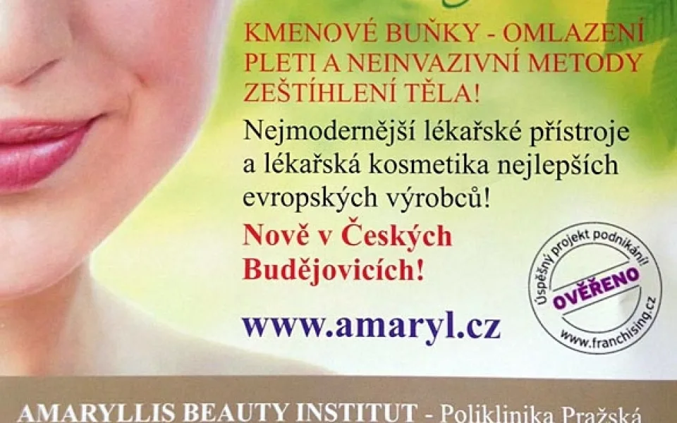 Leták Estetického a regeneračního centra Amaryllis
