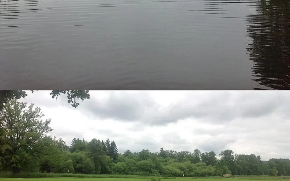 Golfové hřiště v pondělí (nahoře) a ve čtvrtek