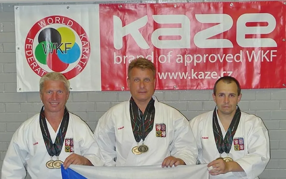 Úspěšní čeští karatisté Jiří Faktor, Martin Hermann a Martin Sláma (zleva)